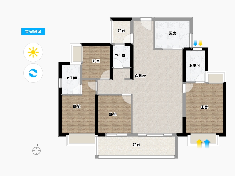 广东省-广州市-万科黄埔新城-114.97-户型库-采光通风