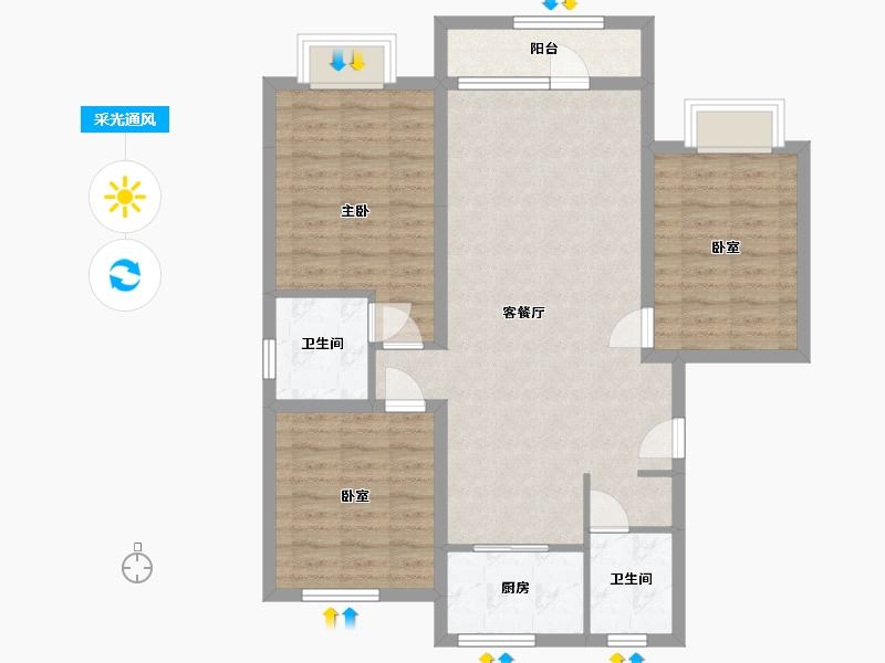 河北省-唐山市-惠泽小区-101.00-户型库-采光通风