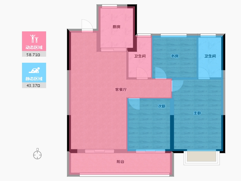 浙江省-台州市-中盛金茂铂珺府-92.67-户型库-动静分区