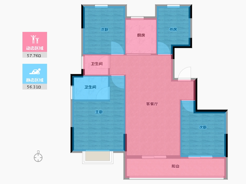 浙江省-台州市-中盛金茂铂珺府-104.01-户型库-动静分区