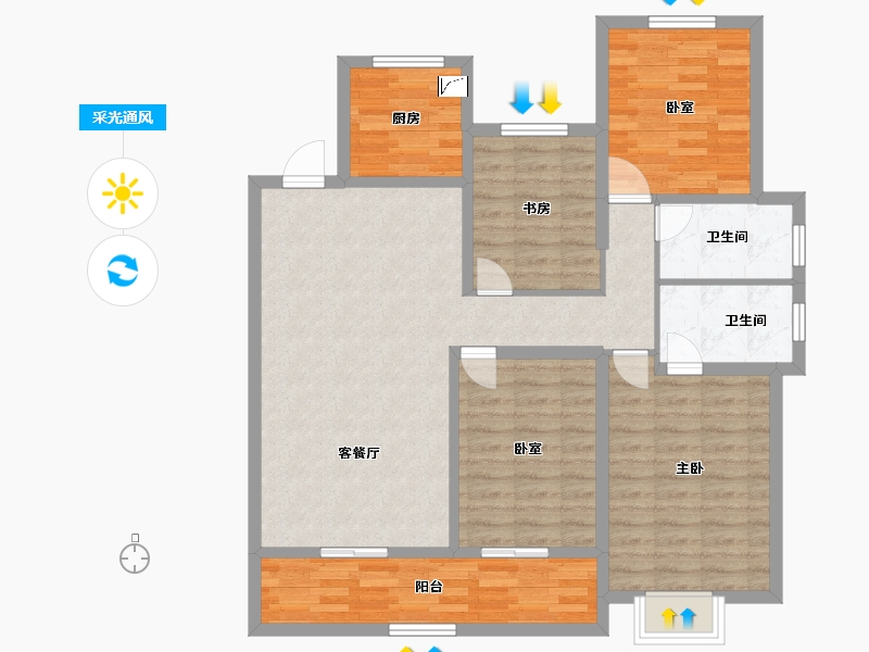 浙江省-绍兴市-君兰锦绣-103.78-户型库-采光通风