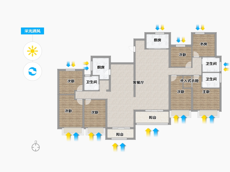 山西省-晋中市-阳光城文澜府-198.34-户型库-采光通风