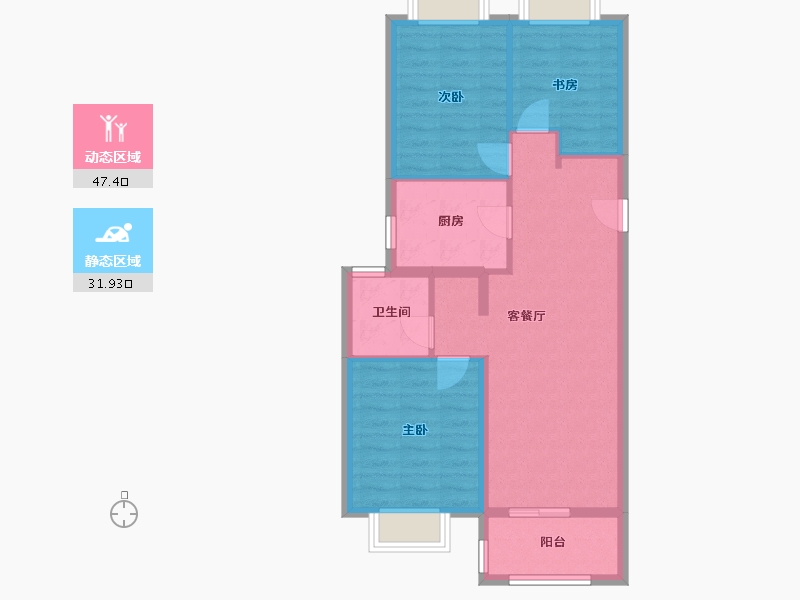 上海-上海市-国贸象屿龙湖星璟原-71.03-户型库-动静分区