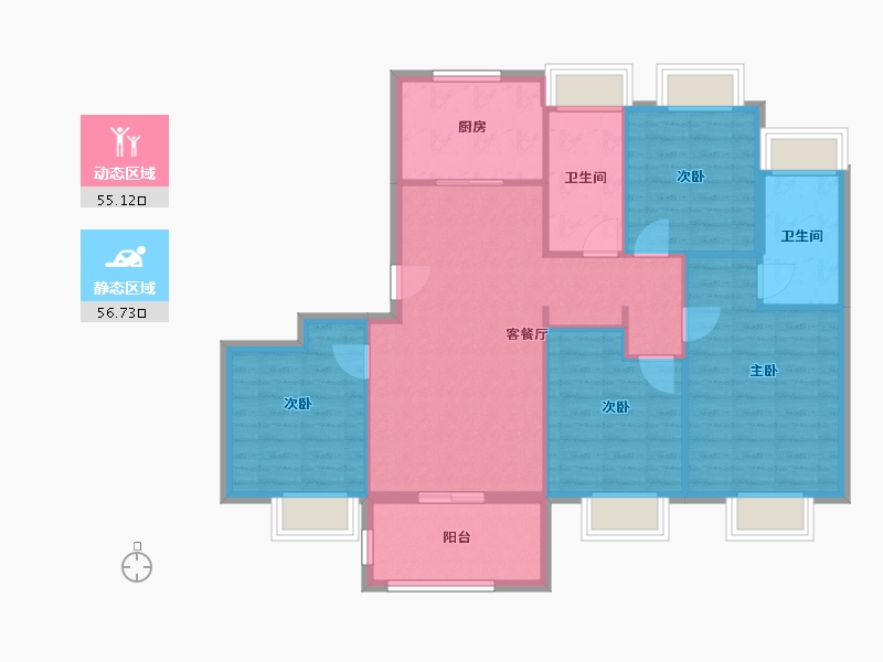 上海-上海市-国贸凤凰原-101.60-户型库-动静分区