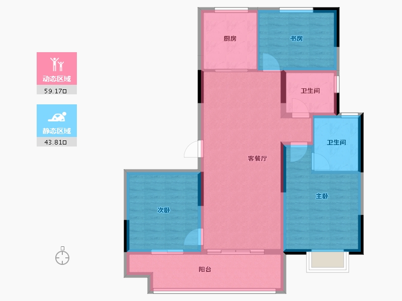 安徽省-宿州市-招商万科山水间-92.54-户型库-动静分区