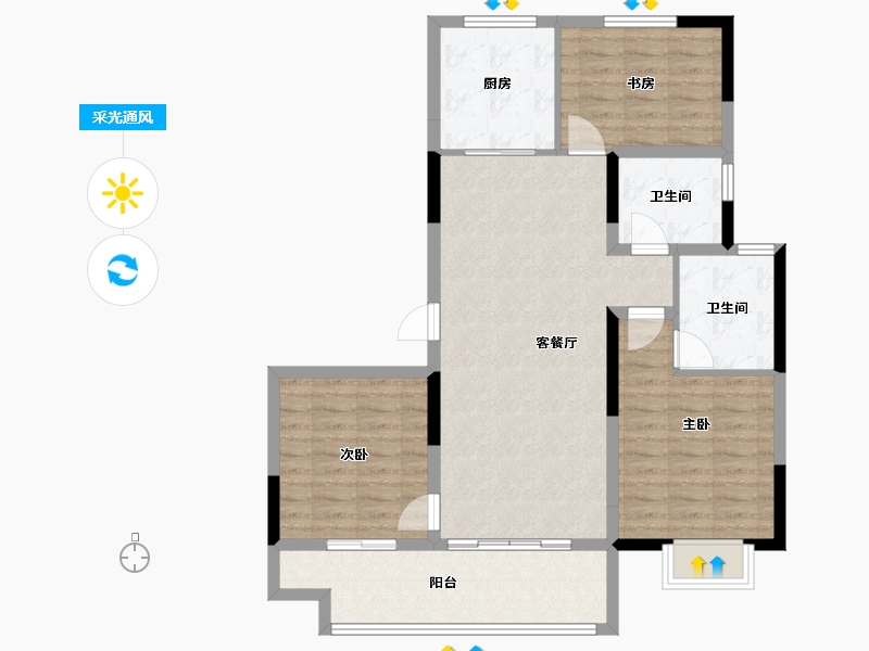 安徽省-宿州市-招商万科山水间-92.54-户型库-采光通风