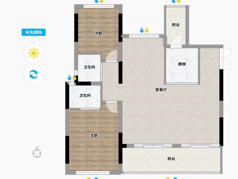 四川省-内江市-隆城誉峰-92.47-户型库-采光通风