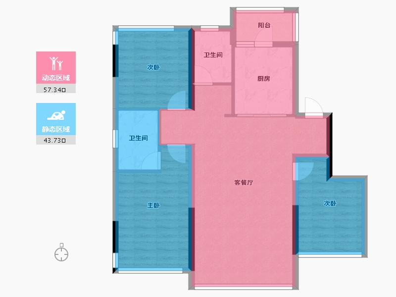 四川省-成都市-香港置地天湖翠林-90.78-户型库-动静分区