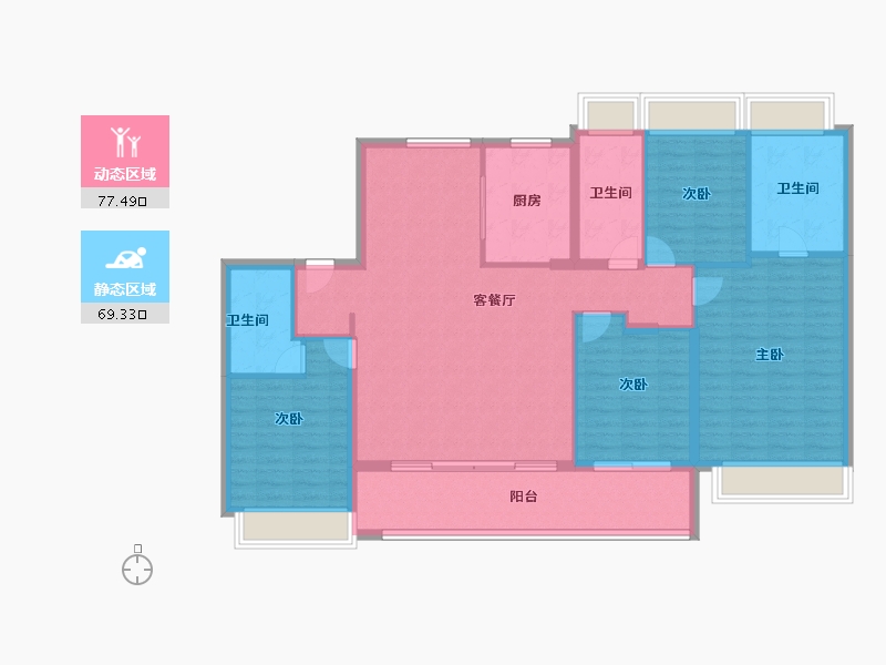 江苏省-南京市-金鼎湾和禧-134.00-户型库-动静分区