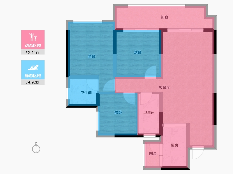 四川省-宜宾市-雅居乐叙南雅郡-76.89-户型库-动静分区