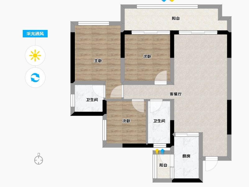 四川省-宜宾市-雅居乐叙南雅郡-76.89-户型库-采光通风