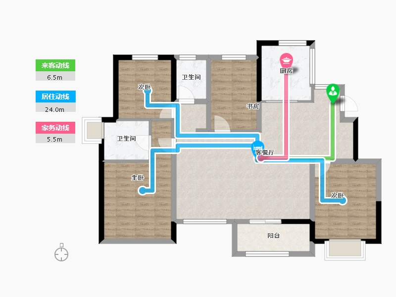 山西省-晋城市-丹河桃李-104.14-户型库-动静线