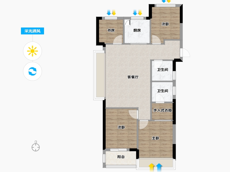 浙江省-杭州市-风荷叠翠府-79.24-户型库-采光通风