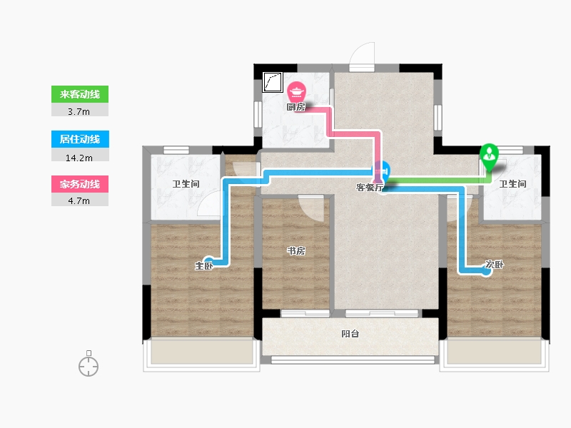 浙江省-杭州市-风荷叠翠府-79.35-户型库-动静线