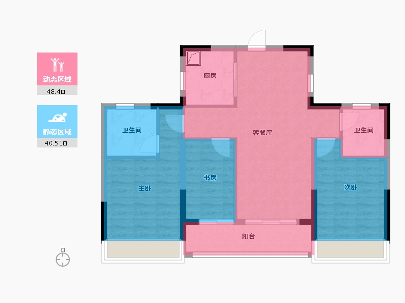 浙江省-杭州市-风荷叠翠府-79.35-户型库-动静分区