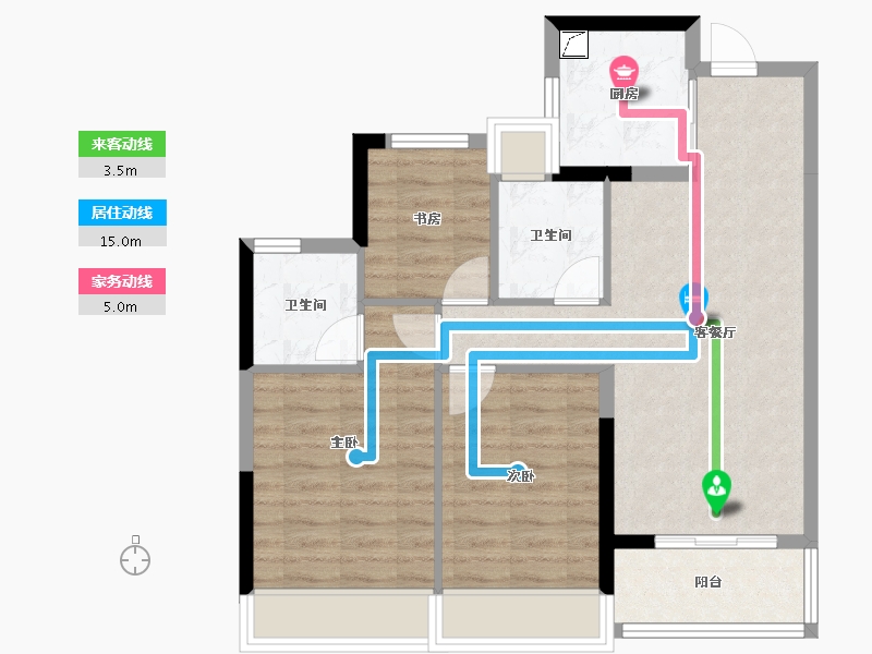 浙江省-杭州市-风荷叠翠府-71.95-户型库-动静线