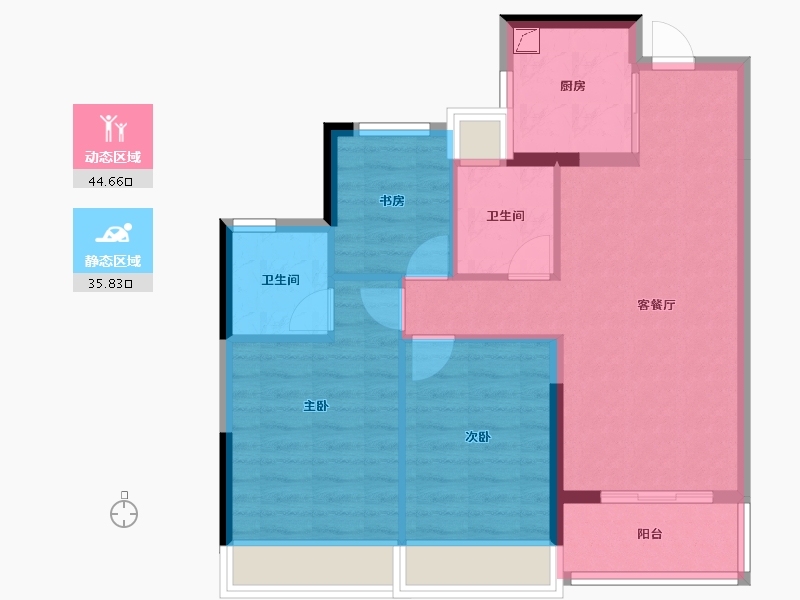 浙江省-杭州市-风荷叠翠府-71.95-户型库-动静分区