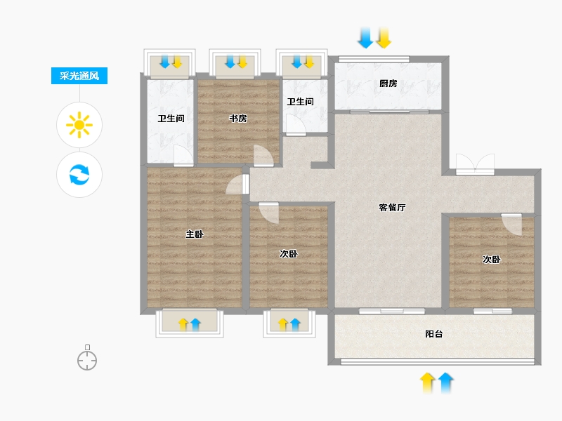 安徽省-合肥市-皖投云锦台-113.60-户型库-采光通风