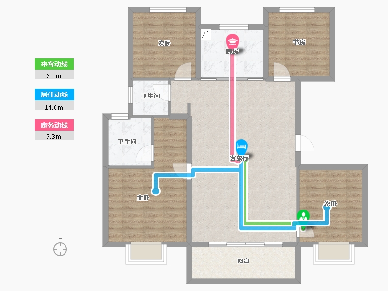 江苏省-徐州市-万科云谷中城-109.60-户型库-动静线