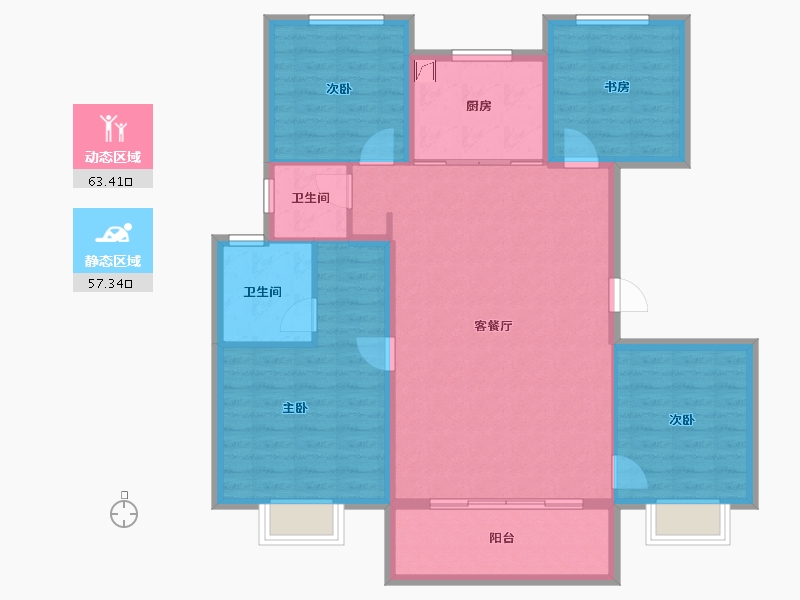 江苏省-徐州市-万科云谷中城-109.60-户型库-动静分区