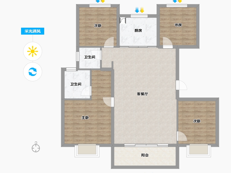 江苏省-徐州市-万科云谷中城-109.60-户型库-采光通风