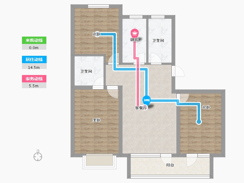 河北省-廊坊市-康茗书苑-88.64-户型库-动静线