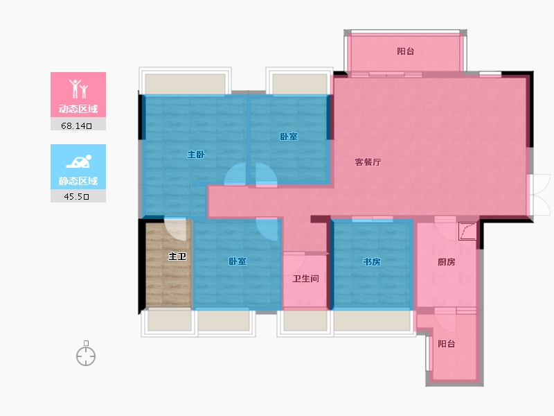 四川省-成都市-天府公园观澜9号-107.11-户型库-动静分区