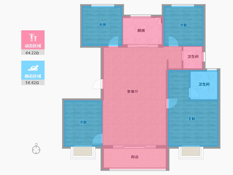 江苏省-徐州市-万科云谷中城-109.60-户型库-动静分区