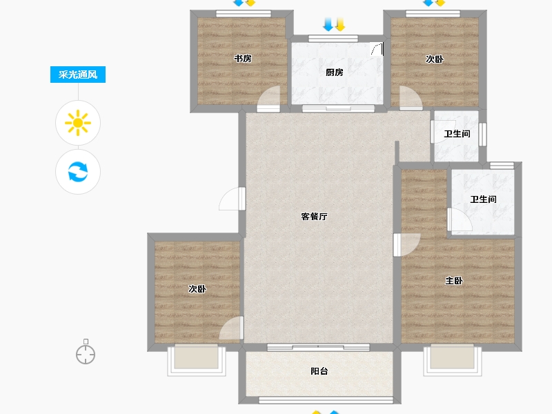 江苏省-徐州市-万科云谷中城-109.60-户型库-采光通风