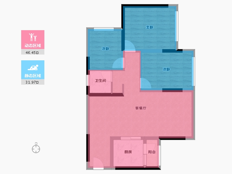 四川省-宜宾市-雅居乐叙南雅郡-69.32-户型库-动静分区