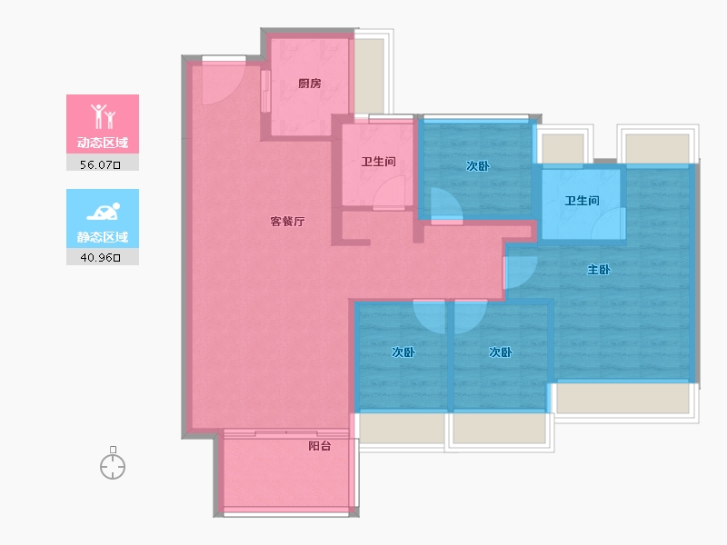 广东省-广州市-雅居乐花城雅郡-86.54-户型库-动静分区