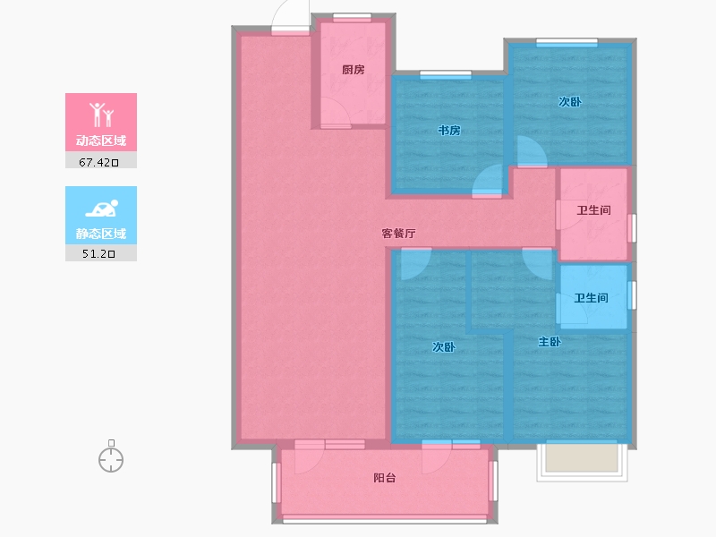 河北省-廊坊市-康茗书苑-105.95-户型库-动静分区