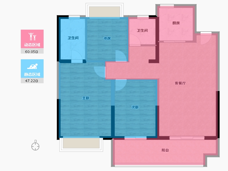 江苏省-南通市-晟园-96.76-户型库-动静分区