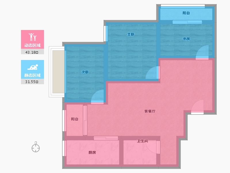 云南省-昆明市-誉峰国际-65.32-户型库-动静分区