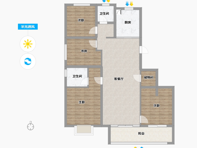 江苏省-徐州市-万科云谷中城-110.41-户型库-采光通风