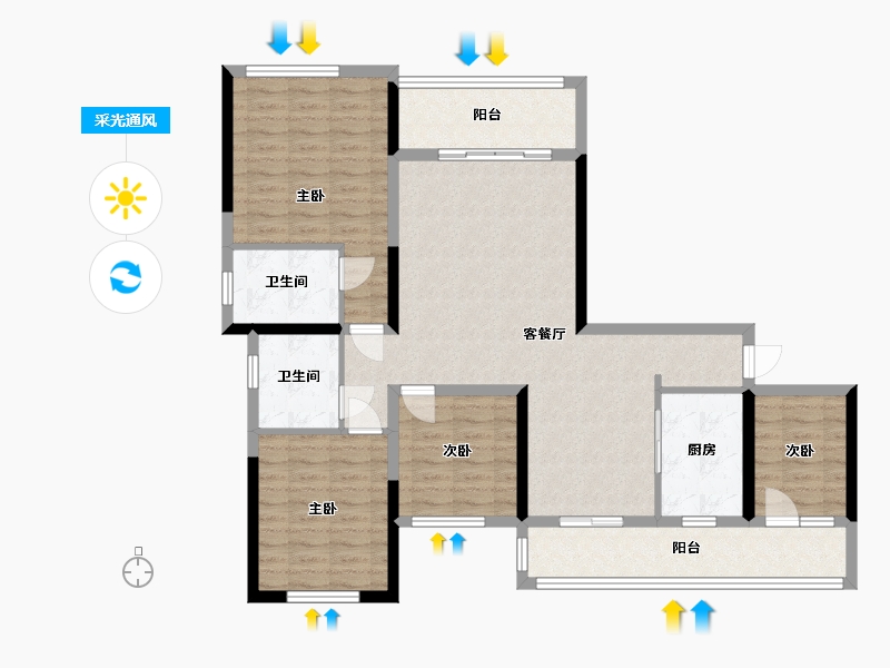 湖南省-衡阳市-新桥花园-138.00-户型库-采光通风