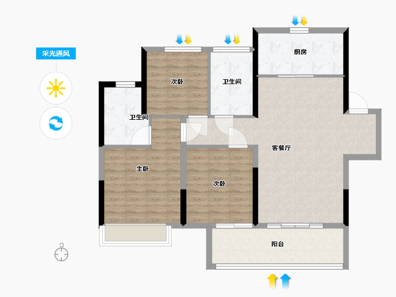 安徽省-淮南市-融创·玉兰公馆-100.00-户型库-采光通风