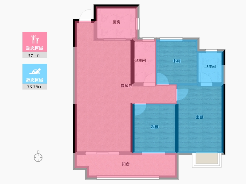 湖北省-宜昌市-银河东湖雅居-84.04-户型库-动静分区