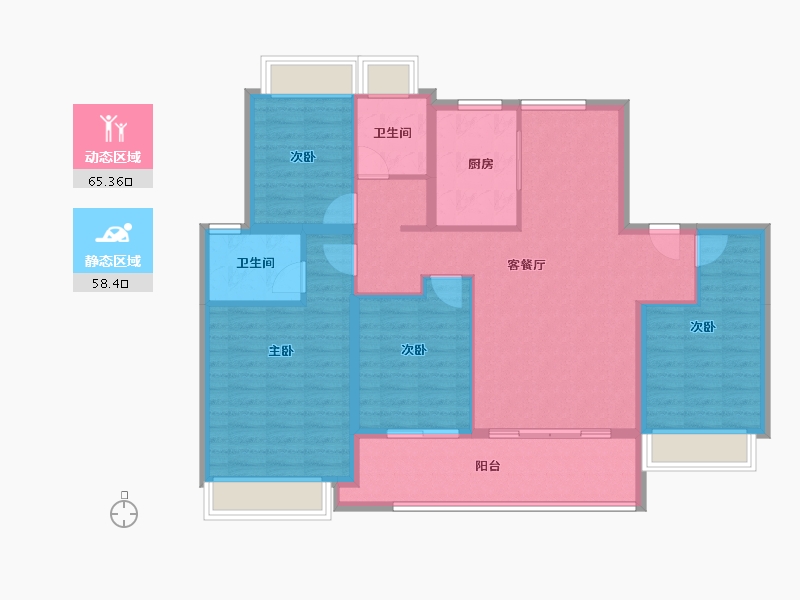 江苏省-南京市-金鼎湾和禧-111.78-户型库-动静分区