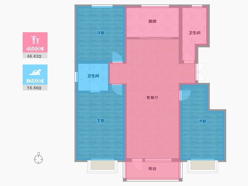 内蒙古自治区-鄂尔多斯市-望京首府-123.00-户型库-动静分区