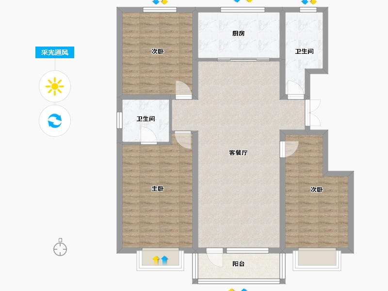 内蒙古自治区-鄂尔多斯市-望京首府-123.00-户型库-采光通风