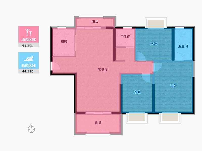 湖北省-宜昌市-碧桂园云廷-94.86-户型库-动静分区