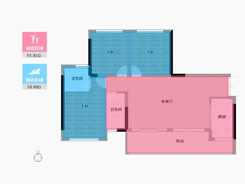 四川省-内江市-隆城誉峰-86.05-户型库-动静分区