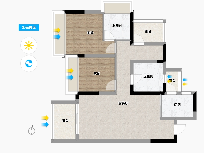 四川省-绵阳市-九洲江渚-76.47-户型库-采光通风