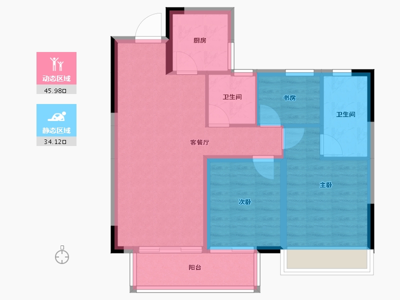 甘肃省-庆阳市-正宁御景豪庭-71.62-户型库-动静分区