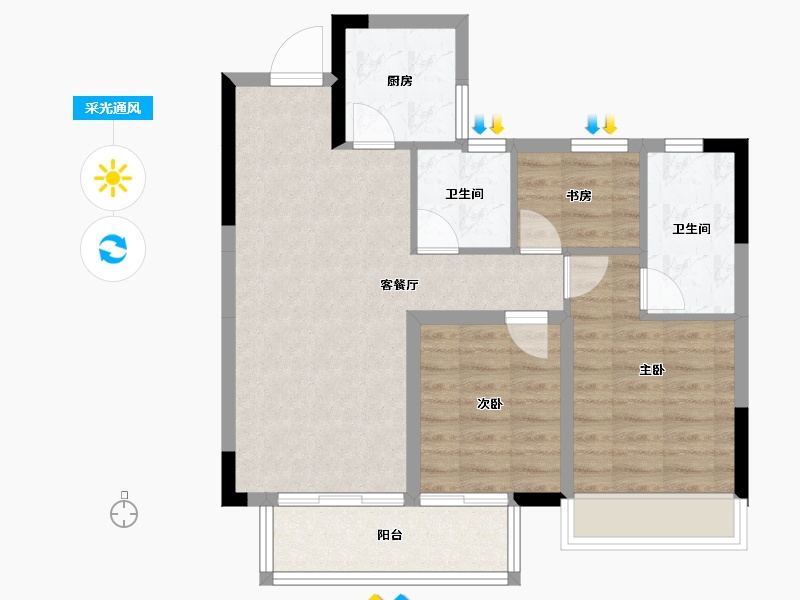 甘肃省-庆阳市-正宁御景豪庭-71.62-户型库-采光通风