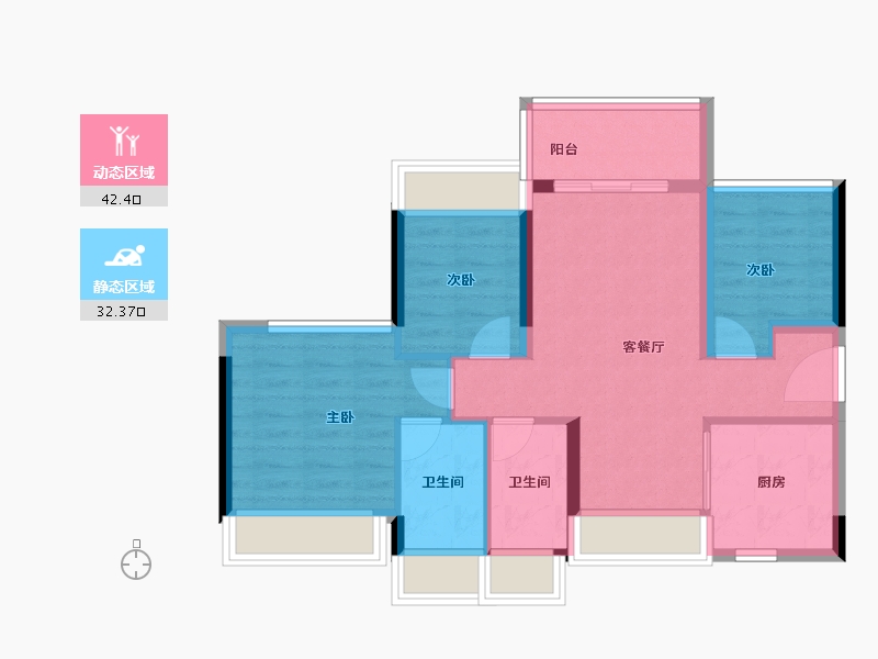 广东省-广州市-雅居乐花城雅郡-66.24-户型库-动静分区