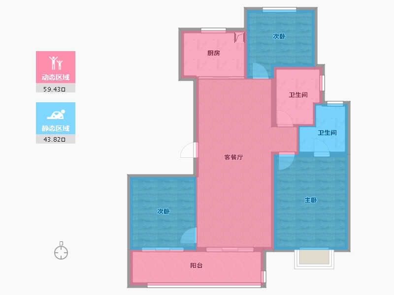 江苏省-徐州市-万科云谷中城-92.81-户型库-动静分区