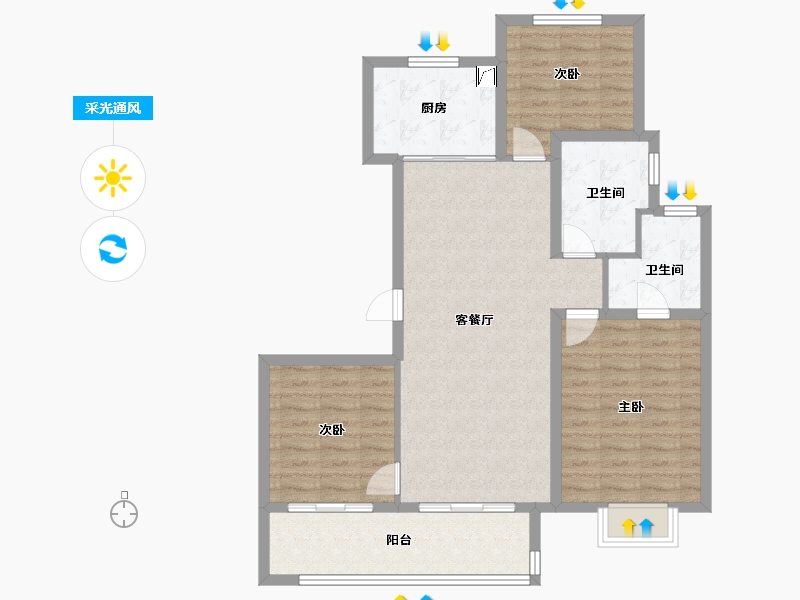 江苏省-徐州市-万科云谷中城-92.81-户型库-采光通风