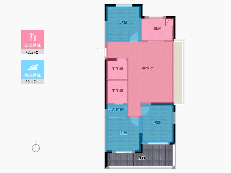 浙江省-杭州市-融创杭望云潮城-76.40-户型库-动静分区